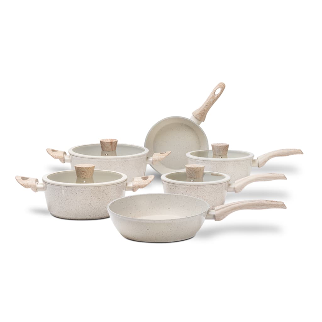 Jogo de Panelas 6 Pecas Brinox Antiaderente Ceramic Life Sirius Vanilla e Preto Com Inducao