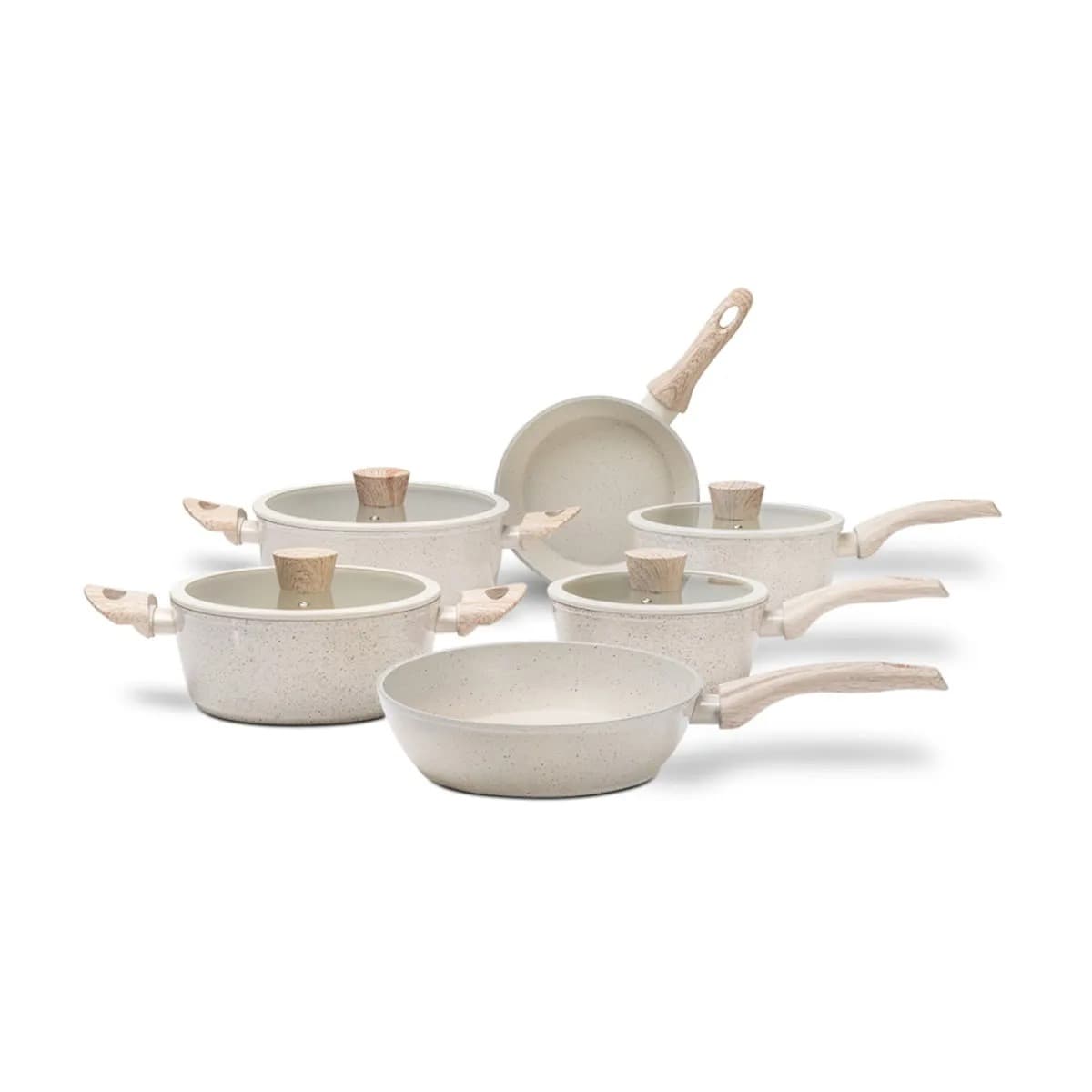 Jogo de Panelas Brinox Antiaderente Ceramic Life 6 Pecas Sirius com Inducao Vanilla